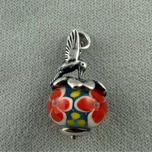 Retired James Avery Finial Hummingbird and Floral Pendant